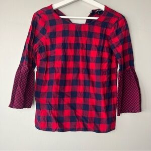 J.‎ Crew Mercantile Buffalo Plaid Three Quarter Sleeve Top 00